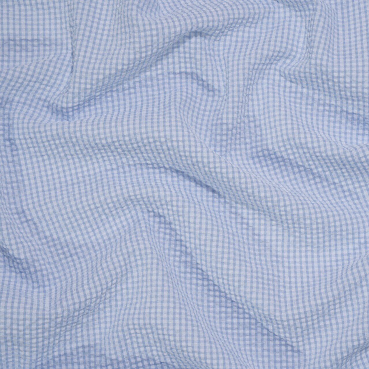 1 Yard Blue White Checkered Cotton Polyester Summer Seersucker Fabric